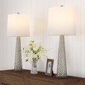 Hastings Home Hastings Home Hammered Style Glass LED Lamp Set 872797WME